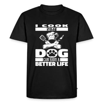 Chien de cuisine cuisinier - T-shirt Premium bio Homme - noir - Devant - Nico (187cm)