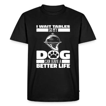 Serveur Serveuse Chien - T-shirt Premium bio Homme - noir - Devant - Nico (187cm)