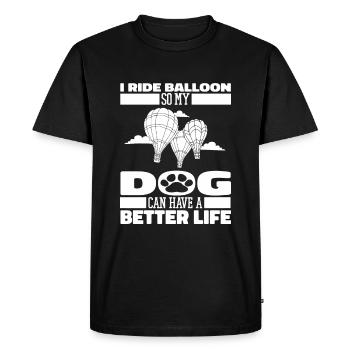 Hot Air Balloon Ballooning Dog - Men's Premium Organic T-Shirt - black - Front - Nico (187cm)