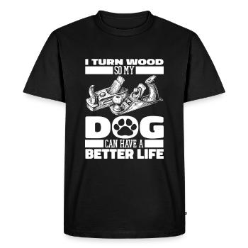 Woodturning Turner Dog - Men's Premium Organic T-Shirt - black - Front - Nico (187cm)