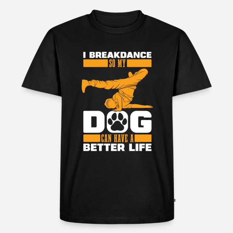Breakdance Breakdancer Breakdancing Hund - Männer Premium Bio T-Shirt - Schwarz