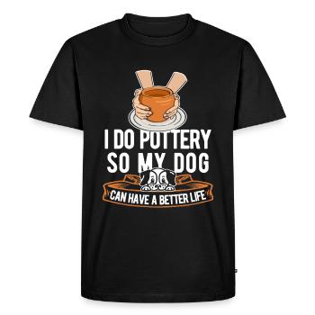 Pottery Dog - Men's Premium Organic T-Shirt - black - Front - Nico (187cm)