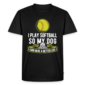 Softball Dog - Men's Premium Organic T-Shirt - black - Front - Nico (187cm)
