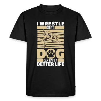 Chien lutteur lutteur - T-shirt Premium bio Homme - noir - Devant - Nico (187cm)
