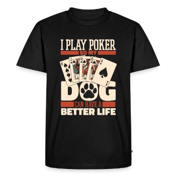 Poker Dog - Men's Premium Organic T-Shirt - black - Front - Nico (187cm)