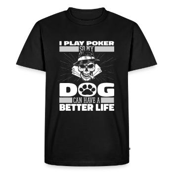 Poker Dog - Men's Premium Organic T-Shirt - black - Front - Nico (187cm)