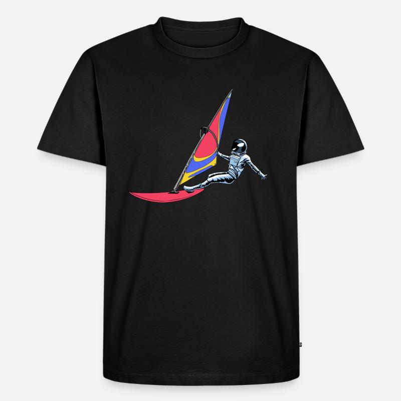 Windsurfen Windsurfer Astronaut - Männer Premium Bio T-Shirt - Schwarz