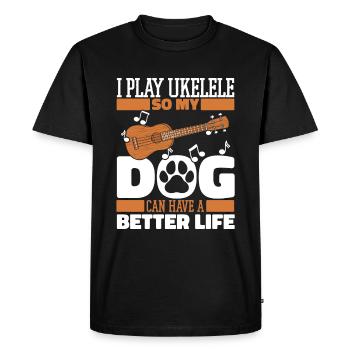 Ukulele Dog - Men's Premium Organic T-Shirt - black - Front - Nico (187cm)