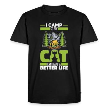 Tent Camping Camping Cat - Men's Premium Organic T-Shirt - black - Front - Nico (187cm)
