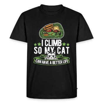 Climbing Climber Cat - Men's Premium Organic T-Shirt - black - Front - Nico (187cm)
