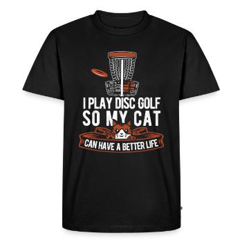 Frisbee Golf Disc Golf Cat - Men's Premium Organic T-Shirt - black - Front - Nico (187cm)