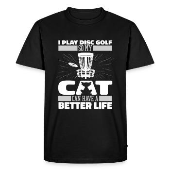 Frisbee Golf Disc Golf Cat - Men's Premium Organic T-Shirt - black - Front - Nico (187cm)