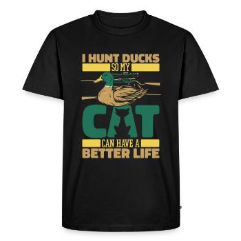 Chasse au canard Chat chasseur de canard - T-shirt Premium bio Homme - noir - Devant - Nico (187cm)