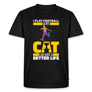 Chat de football américain - T-shirt Premium bio Homme - noir - Devant - Nico (187cm)