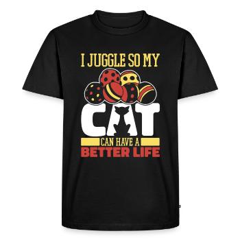 Juggling juggler cat - Men's Premium Organic T-Shirt - black - Front - Nico (187cm)