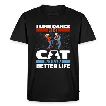 Line Dance Cat - Men's Premium Organic T-Shirt - black - Front - Nico (187cm)