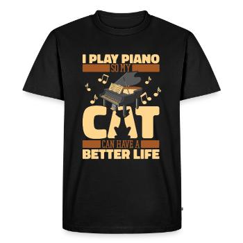 Pianiste Piano Piano Cat - T-shirt Premium bio Homme - noir - Devant - Nico (187cm)