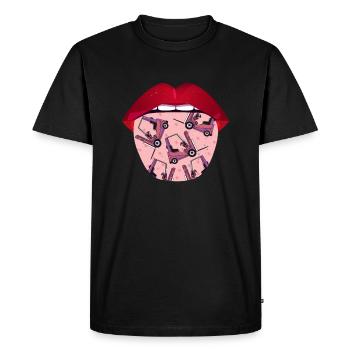 Chariot élévateur à fourche Lèvres du conducteur de chariot élévateur - T-shirt Premium bio Homme - noir - Devant - Nico (187cm)