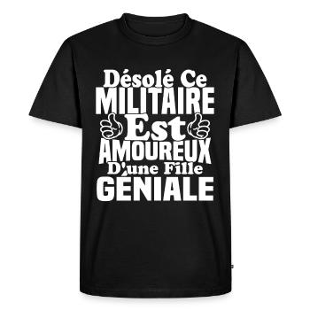 Désolé militaire est amoureux d'une fille géniale - T-shirt Premium bio Homme - noir - Devant - Nico (187cm)