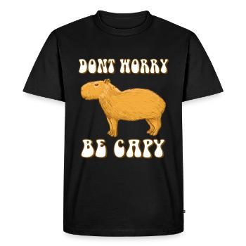 Capybara don't Worry be Capy - Men's Premium Organic T-Shirt - black - Front - Nico (187cm)