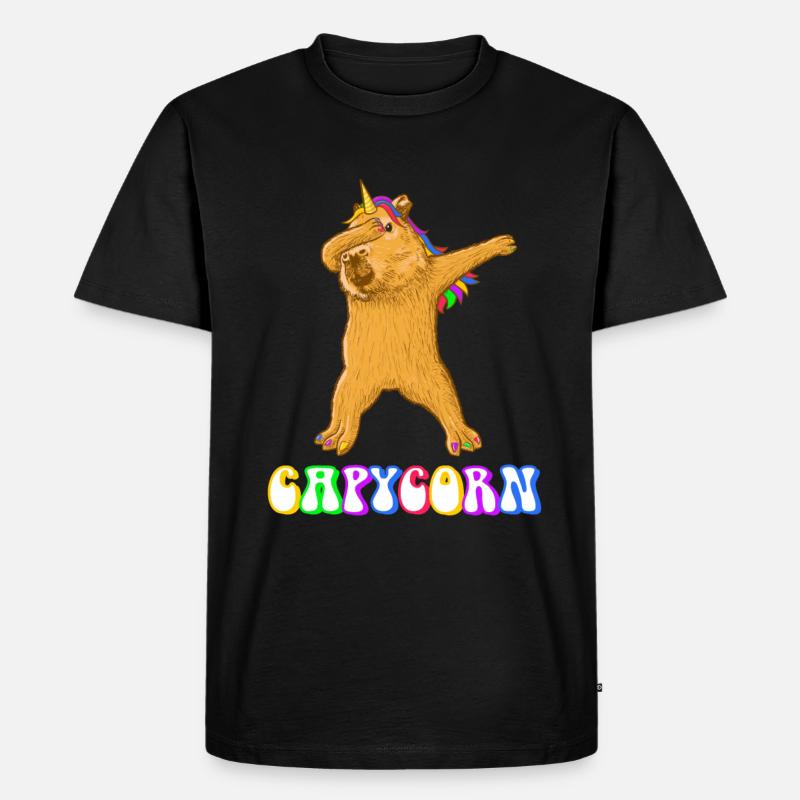Capybara Einhorn Dabbing - Männer Premium Bio T-Shirt - Schwarz