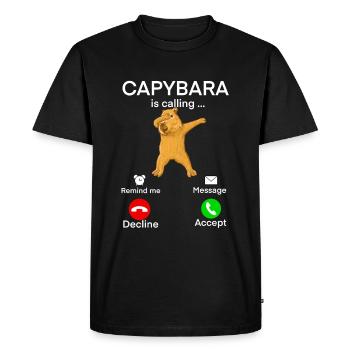 Appel Capybara - T-shirt Premium bio Homme - noir - Devant - Nico (187cm)