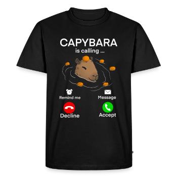 Appel Capybara - T-shirt Premium bio Homme - noir - Devant - Nico (187cm)