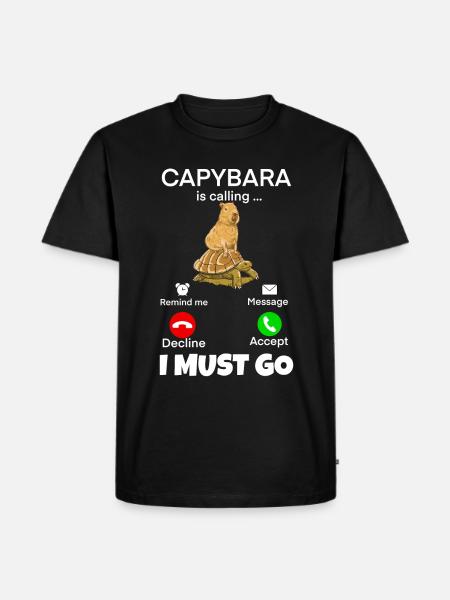 Capybara telefonieren - Männer Premium Bio T-Shirt - Schwarz