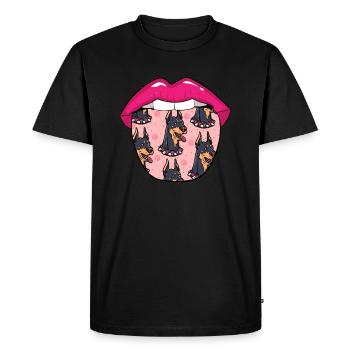 Doberman lips - Men's Premium Organic T-Shirt - black - Front - Nico (187cm)