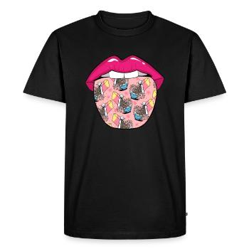 Petit-déjeuner Muesli Langue de céréales - T-shirt Premium bio Homme - noir - Devant - Nico (187cm)