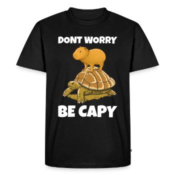 Capybara don't Worry be Capy - Men's Premium Organic T-Shirt - black - Front - Nico (187cm)