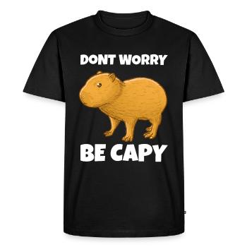 Capybara don't Worry be Capy - Men's Premium Organic T-Shirt - black - Front - Nico (187cm)
