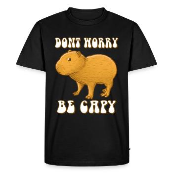 Capybara baby don't Worry be Capy - Men's Premium Organic T-Shirt - black - Front - Nico (187cm)