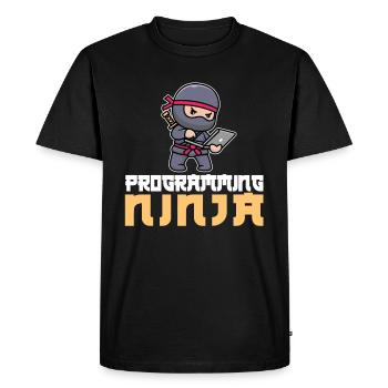 Développeur Coder Programmeur Ninja - T-shirt Premium bio Homme - noir - Devant - Nico (187cm)