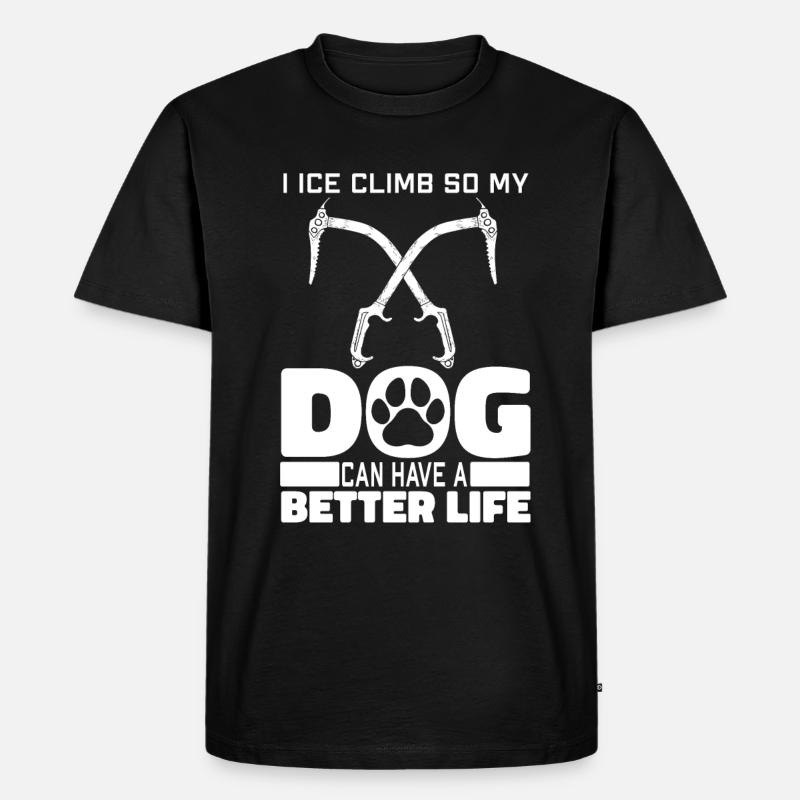 Eisklettern Hund - Männer Premium Bio T-Shirt - Schwarz