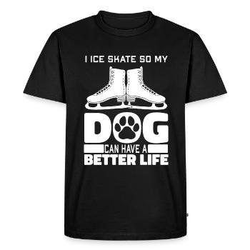 Ice skating dog - Men's Premium Organic T-Shirt - black - Front - Nico (187cm)