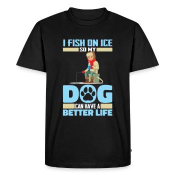 Pêche sur glace Chien de pêche sur glace - T-shirt Premium bio Homme - noir - Devant - Nico (187cm)