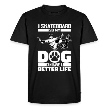 Skateboard Skater Dog - T-shirt Premium bio Homme - noir - Devant - Nico (187cm)