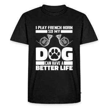 Joueur de cor Français Horn Dog - T-shirt Premium bio Homme - noir - Devant - Nico (187cm)