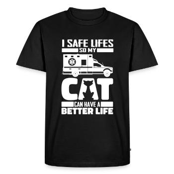 Service ambulancier paramédical Ambulancier Cat - T-shirt Premium bio Homme - noir - Devant - Nico (187cm)