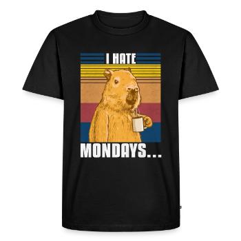 Capybara i hate Monday - Men's Premium Organic T-Shirt - black - Front - Nico (187cm)