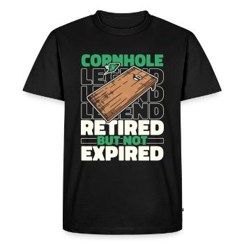 Cornhole Blind Hole Game in Retirement - Men's Premium Organic T-Shirt - black - Front - Nico (187cm)