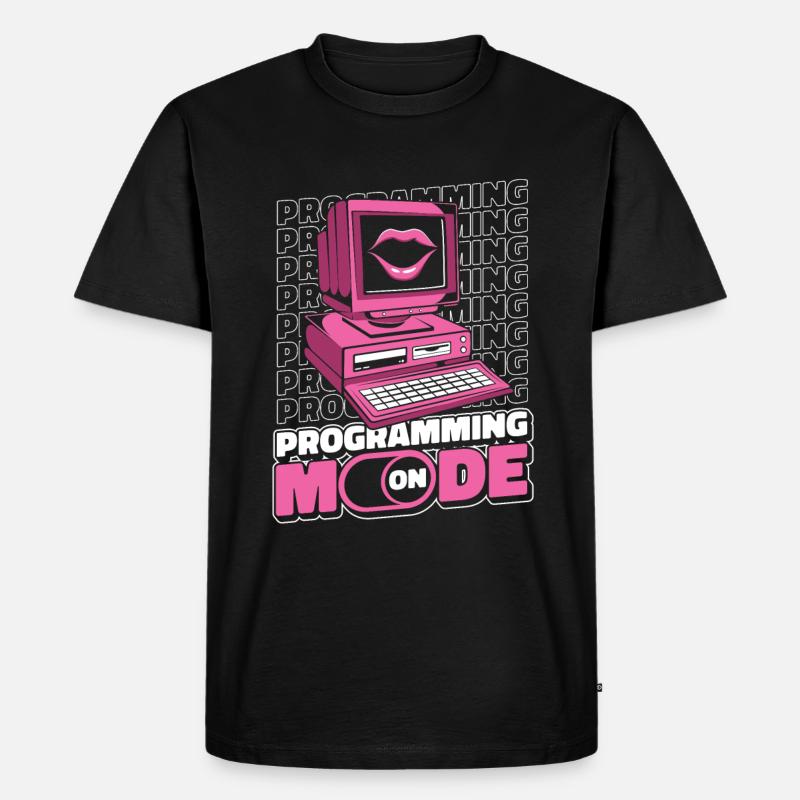 Developer Coder Programmer Lips - Men's Premium Organic T-Shirt - black