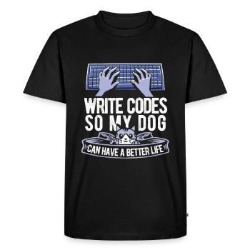 Developer Coder Programmer Cat - Men's Premium Organic T-Shirt - black - Front - Nico (187cm)