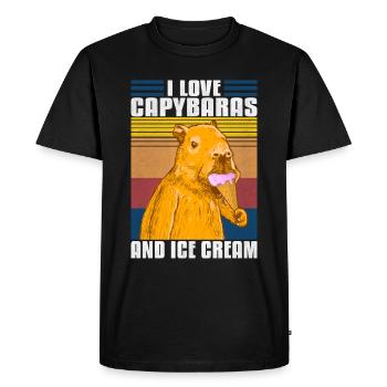J’adore les capybaras et la crème glacée - T-shirt Premium bio Homme - noir - Devant - Nico (187cm)