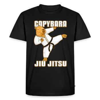 Capybara Meme Jiu Jitsu - Men's Premium Organic T-Shirt - black - Front - Nico (187cm)