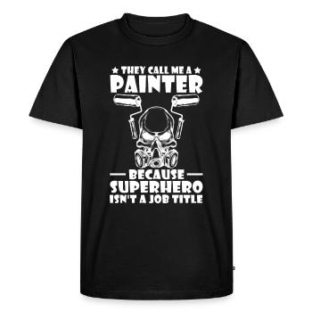 Peintre Vernisseur Super-héros - T-shirt Premium bio Homme - noir - Devant - Nico (187cm)