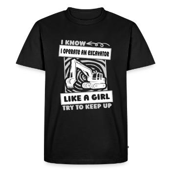 Pilote de pelle Lustig - T-shirt Premium bio Homme - noir - Devant - Nico (187cm)