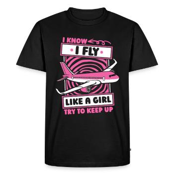 Hôtesse de l’air drôle - T-shirt Premium bio Homme - noir - Devant - Nico (187cm)