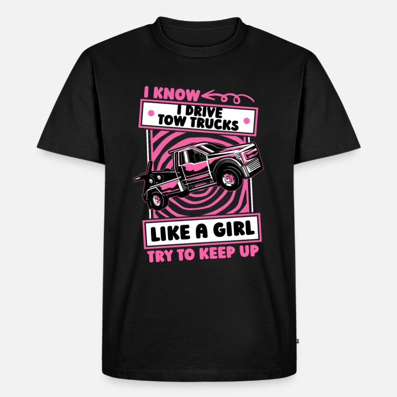 Abschleppdienst Abschlepper Mädchen - Männer Premium Bio T-Shirt - Schwarz